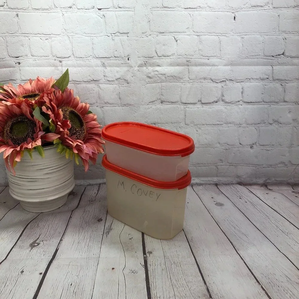 Tupperware modular mates oval 1 and 2 red food storage